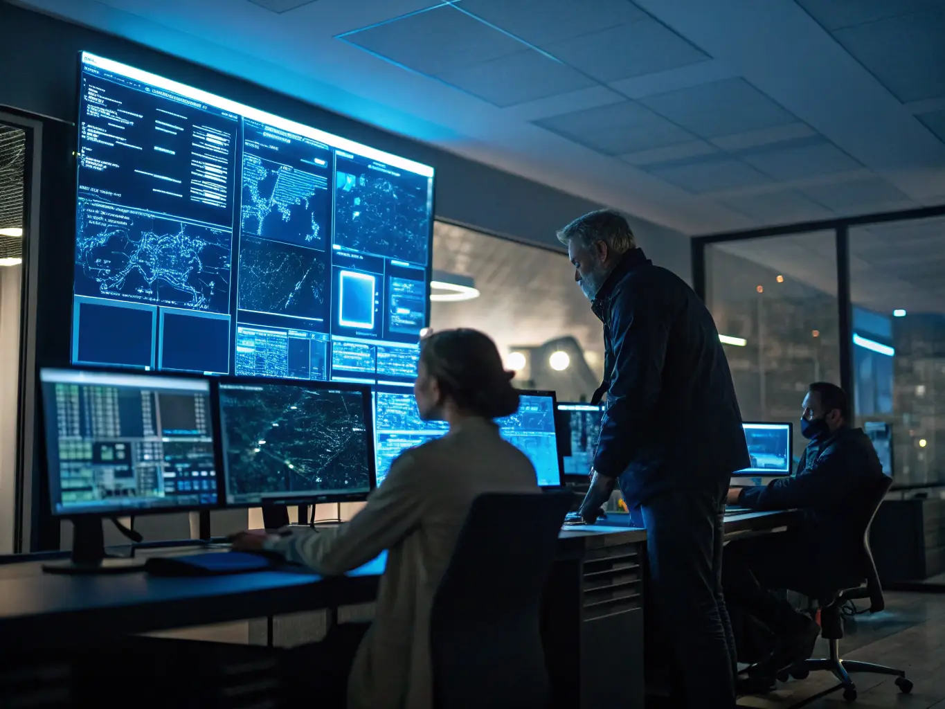 An image depicting cybersecurity protocols and threat detection systems, emphasizing the importance of securing AI agents against cyber attacks.